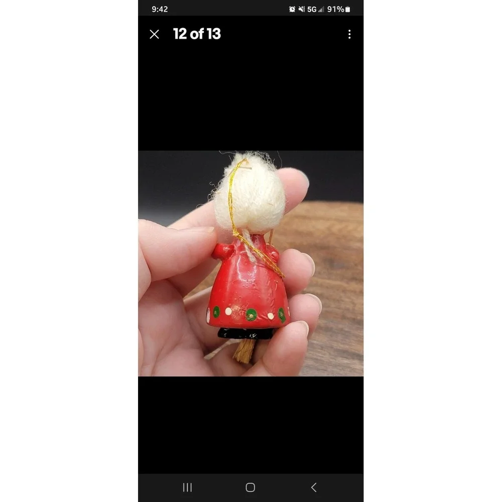 Vintage Small Wooden Christmas Ornaments Lot Of 4
